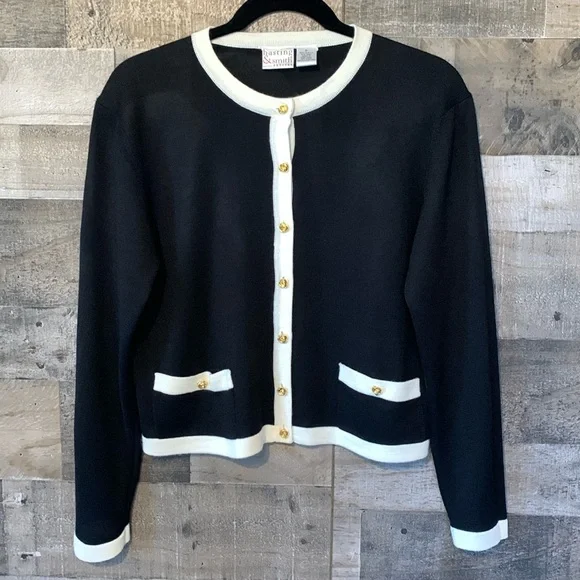 Hasting & Smith Petites black cardigan with white trim - Picture 8 of 16